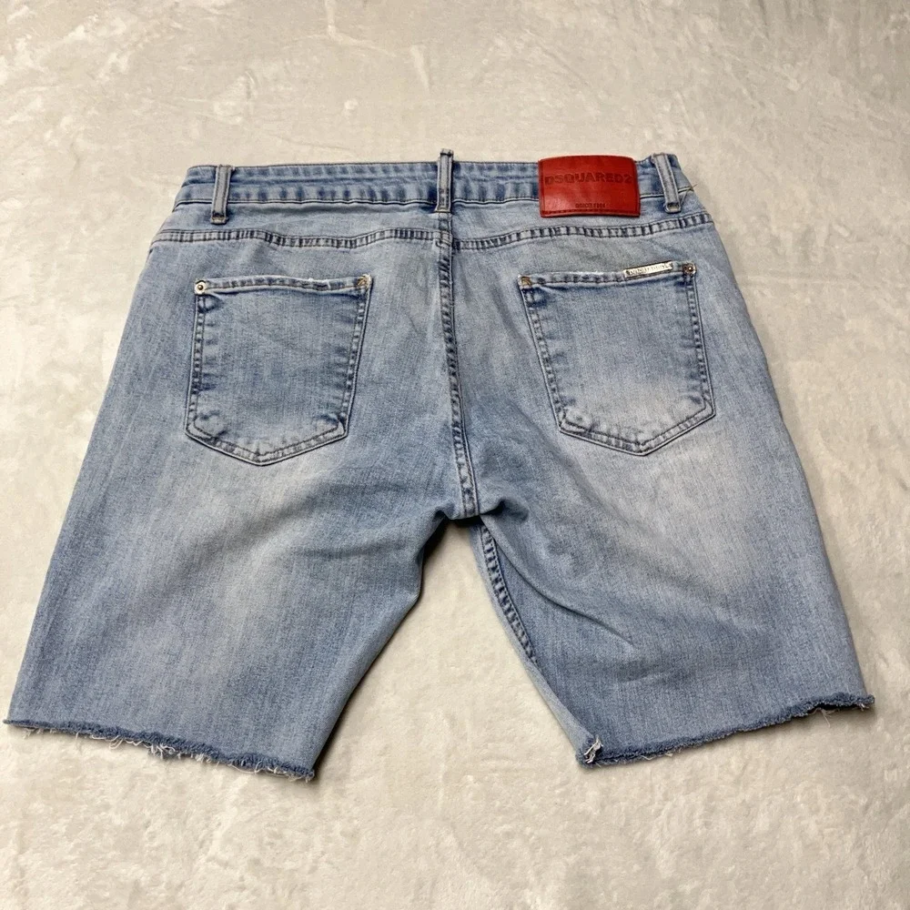 DSQUARED2 Denim Shorts Distressed Cut Offs Jorts Blue Mens 36 (Fit 34x9) Italy